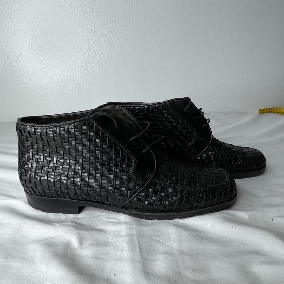 Cole Haan Shoes Mens Size 7.5 Woven Leather Lace Up Made in Italy Dress Boots - Picture 1 of 7
